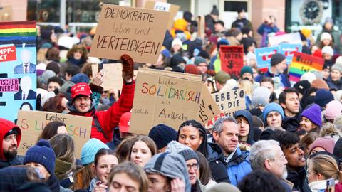 Kundgebung gegen Rechtsextremismus und für die Demokratie, Januar 2024 in Frankfurt