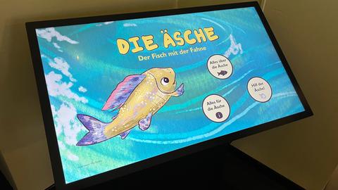 Auf einem Touchscreen ist eine Äsche gezeichnet