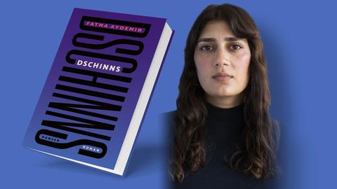 Grafik aus einem Porträt der Autorin Fatma Aydemir und ihrem nominierten Buch "Dschinns"