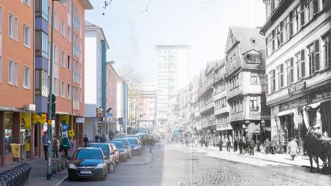 Fahrgasse Frankfurt damals vs. heute