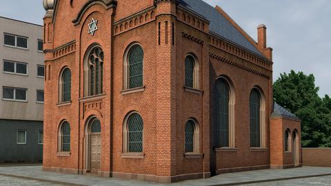 Virtuelle Außenansicht der Synagoge