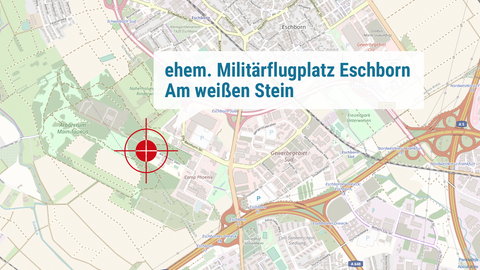 The map shows the location of the former military airport near Eschborn.