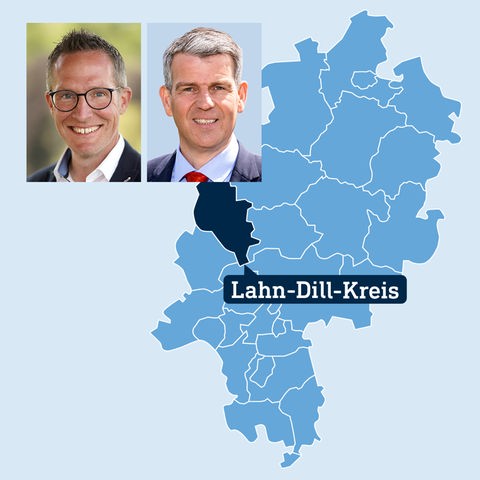 Hessenkarte mit Lahn-Dill-Kreis mit Portaitfoto