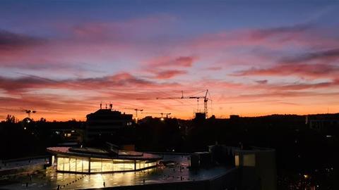 "Sonnenaufgang über Darmstadt."