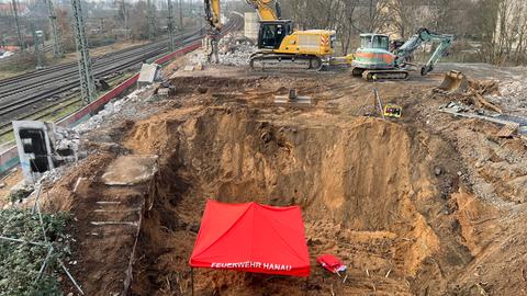 Der Fundort der Fliegerbombe in Hanau.