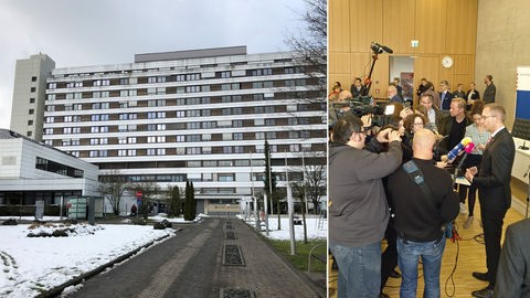 Klinikum Wetzlar, Journalisten befragen Gesundheitsminister Klose.