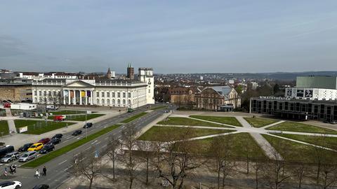 Ein Ausblick aufs Staatstheater, Friedrichsplatz, Fridericianum in Kassel