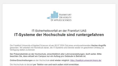 Provisorische Webseite der FH Frankfurt