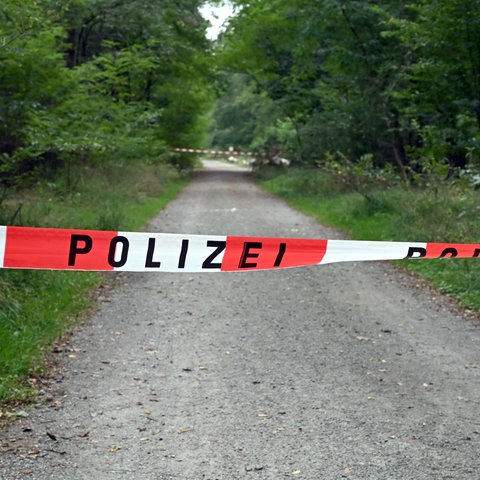 Polizei-Absperrungen im Wald