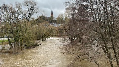 Überschwemmung an der Eder in Frankenberg