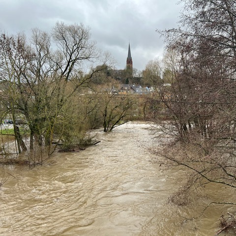 Überschwemmung an der Eder in Frankenberg