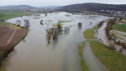 Hochwasser an der Lahn an Heiligabend