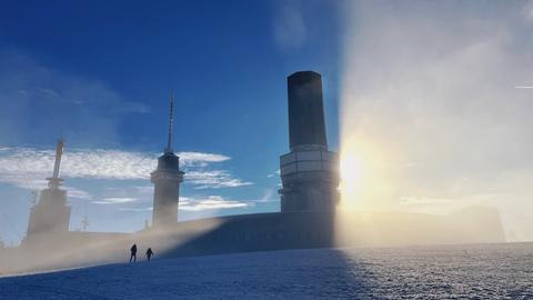 Sonne im Dezember auf dem Feldberg im Taunus.