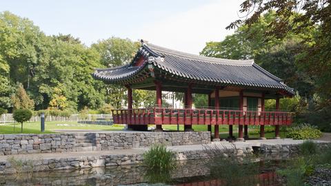 Der Morgentau-Pavillon im Frankfurter Grüneburgpark.