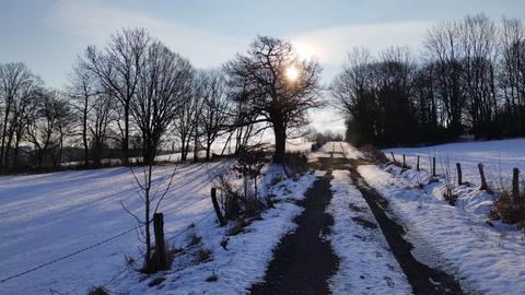 Schneebedeckter Feldweg