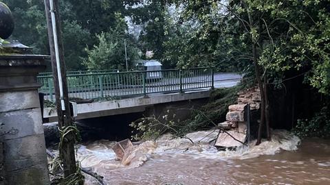 Unterspülte Steinbrücke im Tierpark Sababurg