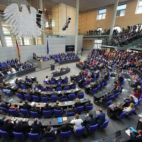 Der Bundestag in Berlin vor der Abstimmung über die Reform der Schuldenbremse am Dienstag.