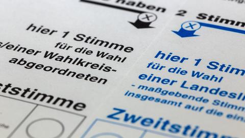 BNahaufnahme eines Stimmzettel für eine Bundestagswahl