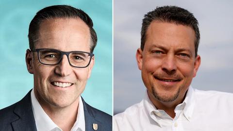 Die gewählten Bürgermeister in Hainburg, Christian Spahn (CDU) und Fuldatal, Tore Florin (CDU)