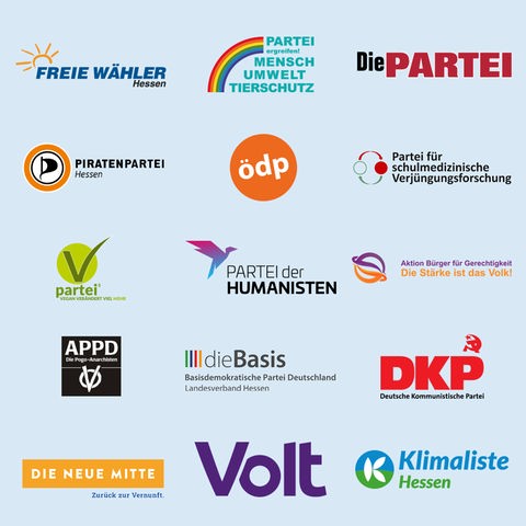 Die Logos der 15 kleinen Parteien