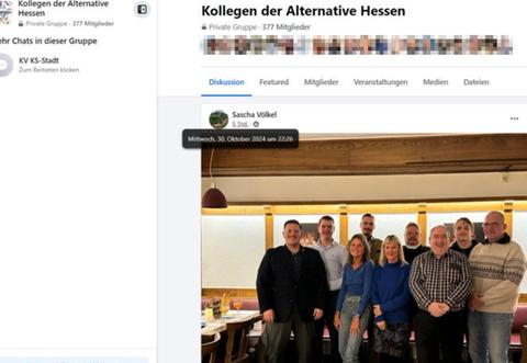 Facebook-Screenshot: Ex-AfD-Landtagsabgeordneter Maximilian Müger auf einem Gruppenfoto mit Mitgliedern des AfD-Ortsverbands Rodgau