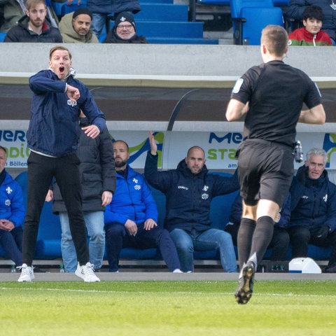 Lilien-Trainer Florian Kohfeldt war wütend auf den Schiedsrichter.