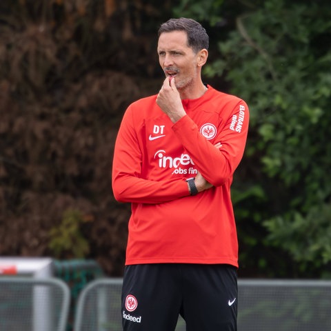 Dino Toppmöller grübelt beim Training der Eintracht