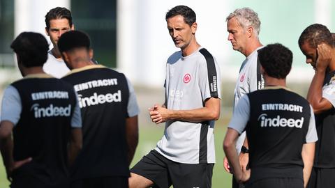 Eintracht-Trainer Dino Toppmöller musste in der Länderspielpause mit einem deutlich kleineren Kader trainieren.