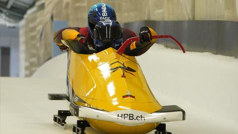 Adam Ammour und Nick Stadelmann auf der Bahn in Sigulda