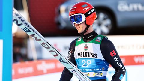 Stephan Leyhe nach seinem Wettkampfsprung in Garmisch-Partenkirchen