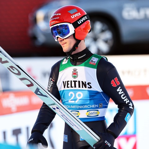 Stephan Leyhe nach seinem Wettkampfsprung in Garmisch-Partenkirchen