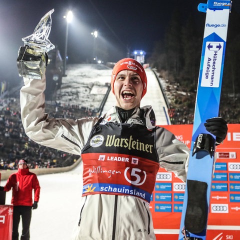 Stephan Leyhe nach seinem größten Erfolg, dem Heim-Triumph 2020 in Willingen.