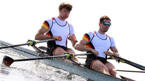 Deutschlands bester Ruder-Zweier: Jonas Gelsen (links) und Marc Weber.