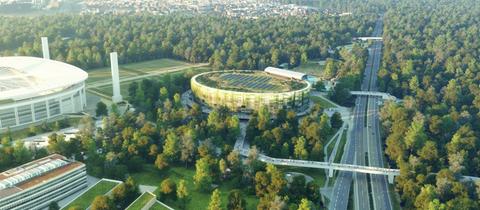 So könnte die neue Multifunktionshalle am Stadion in Frankfurt aussehen.