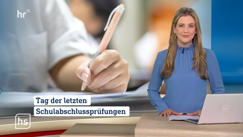 "Tag der letzten Schulabschlussprüfungen". hessenschau-Moderatorin Jennifer Sieglar