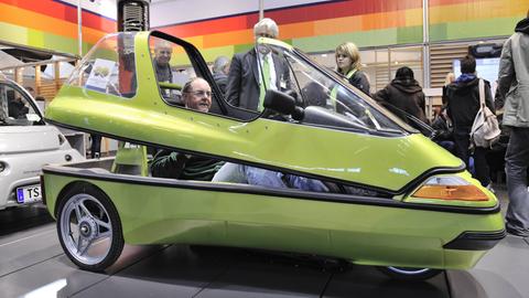 Das CityEL, ein Elektrofahrzeug der Smiles AG gab es ab den 80er Jahren. Hier zu sehen auf der Handwerksmesse München im Jahr 2010. 