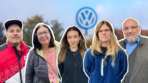 Dies ist eine Colloage von 5 Mitarbeiterinnen und Mitarbeitern des Baunataler VW Werks